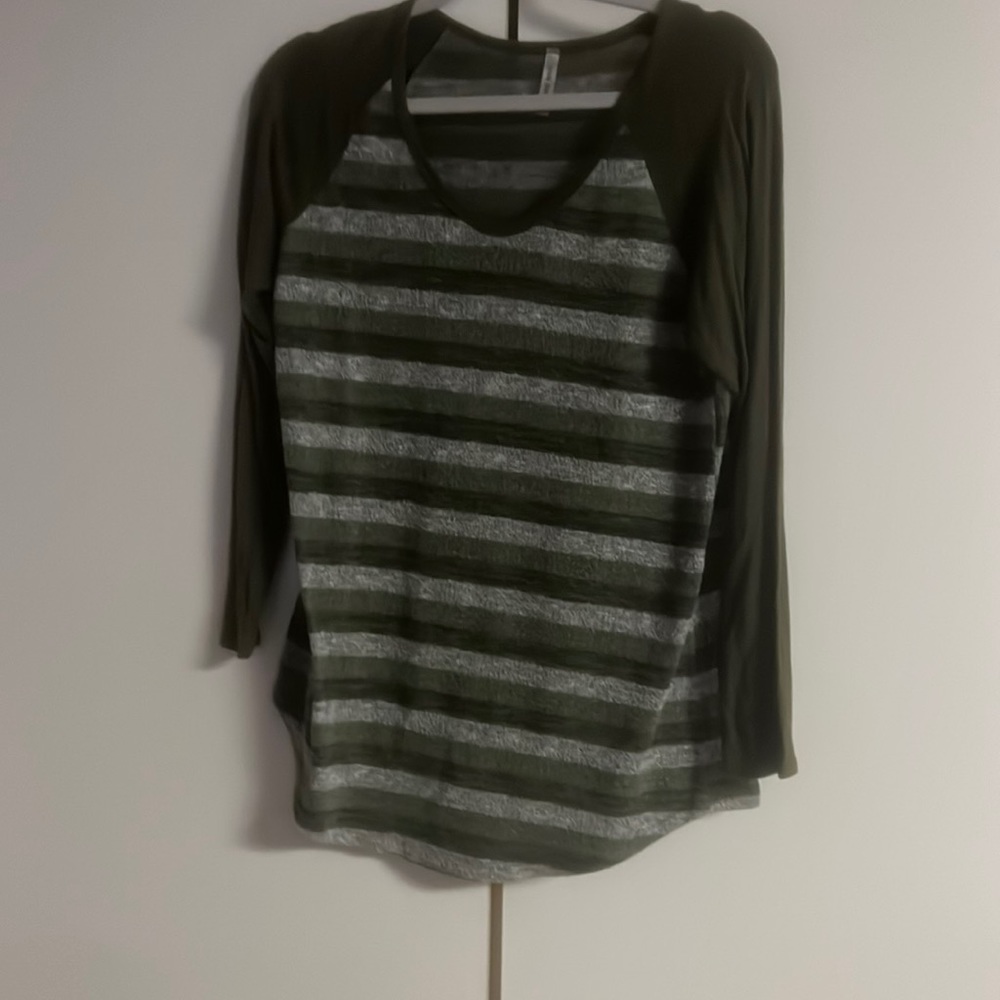 Long sleeve green striped shirt